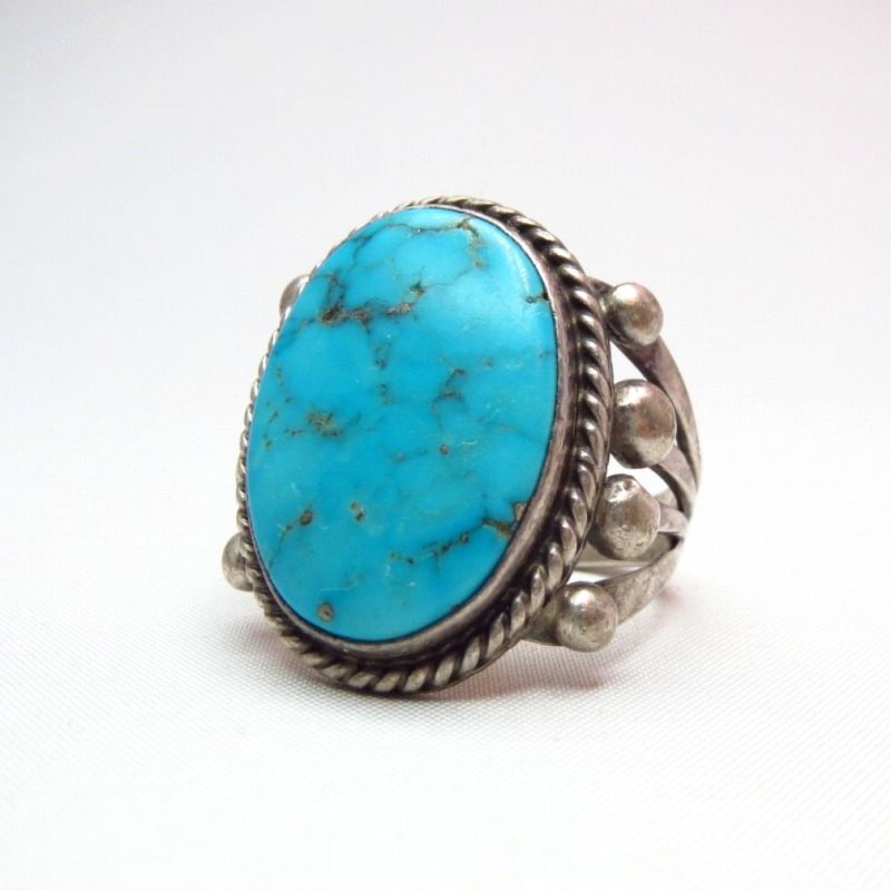 OLDPAWN SplitShank Big SilverRing w/Oval Turquoise