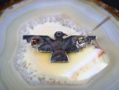 Antique Navajo Stamped T-bird Shaped Pin w/Turquoise c.1930～