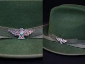 Antique Navajo Stamped T-bird Shaped Pin w/Turquoise c.1930～