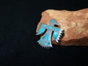 Vtg Zuni Gem Turquoise Inlay Thunderbird Pin Brooch  c.1960～
