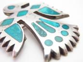 Vtg Zuni Gem Turquoise Inlay Thunderbird Pin Brooch  c.1960～