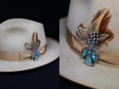 Vtg Zuni Gem Turquoise Inlay Thunderbird Pin Brooch  c.1960～