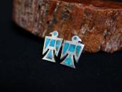 Vintage Zuni Gem Turquoise Inlay Thunderbird Earring c.1960～