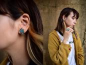 Vintage Zuni Gem Turquoise Inlay Thunderbird Earring c.1960～