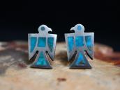 Vintage Zuni Gem Turquoise Inlay Thunderbird Earring c.1960～