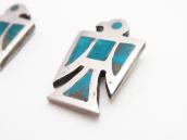 Vintage Zuni Gem Turquoise Inlay Thunderbird Earring c.1960～