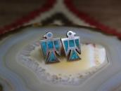 Vintage Zuni Gem Turquoise Inlay Thunderbird Earring c.1960～