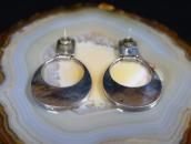 Vtg Zuni Gem Turquoise Inlay Dangle Pierced Earrings  c.1960