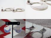 Vtg Zuni Gem Turquoise Inlay Dangle Pierced Earrings  c.1960