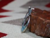 Vtg Zuni Gem Turquoise Inlay Dangle Pierced Earrings  c.1960