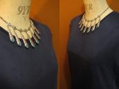 Vintage Zuni Turquoise Inlay Feather Dangle Necklace  c.1950