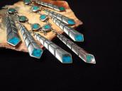 Vintage Zuni Turquoise Inlay Feather Dangle Necklace  c.1950