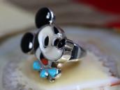 【Veronica Poblano】Vtg Zuni『Mickey』Inlay Silver Ring  in 1974