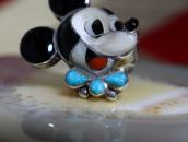 【Veronica Poblano】Vtg Zuni『Mickey』Inlay Silver Ring  in 1974
