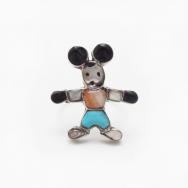 Vintage Zuni 『Mickey?』 Multi-Stone Inlay Silver Ring c.1975～