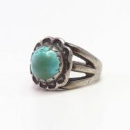 Early Navajo SplitShank IngotSilver Ring w/Turquoise c.1915～