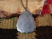 Vtg Navajo Scalloped Edge Fob Necklace w/Turquoise c.1960～