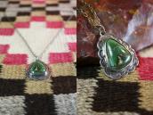 Vtg Navajo Scalloped Edge Fob Necklace w/Turquoise c.1960～