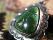 Vtg Navajo Scalloped Edge Fob Necklace w/Turquoise c.1960～