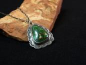 Vtg Navajo Scalloped Edge Fob Necklace w/Turquoise c.1960～