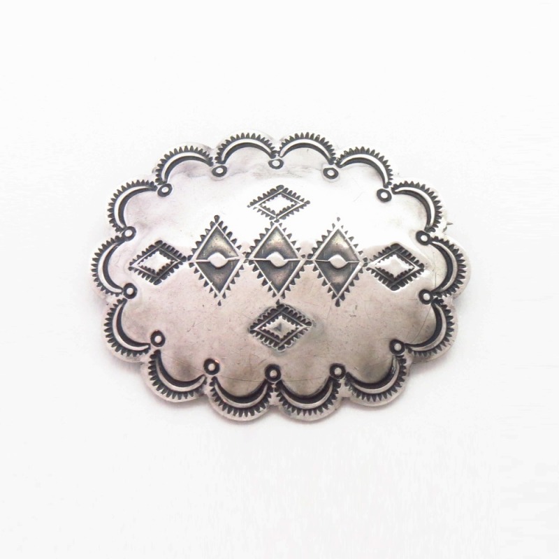【UITA21/Ganscraft】 Navajo Stamped Silver Concho Pin  c.1945～