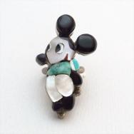 Vintage Zuni Thick Channel Inlay Mickey Silver Ring  c.1970