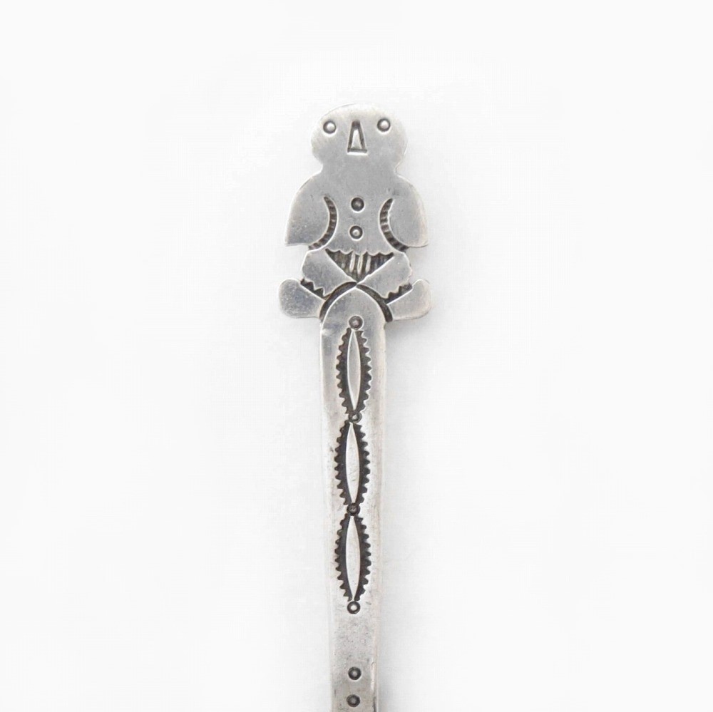 【UITA3】Vtg Navajo Spoon w/Snowman Pin Brooch c.1940～