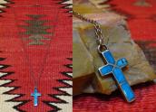 Vintage ZUNI Inlay Small Cross Fob Necklace