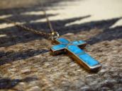 Vintage ZUNI Inlay Small Cross Fob Necklace
