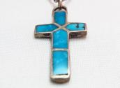 Vintage ZUNI Inlay Small Cross Fob Necklace
