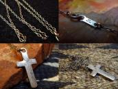 Vintage ZUNI Inlay Small Cross Fob Necklace