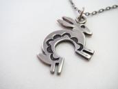 Old Rabbit Shaped Silver Small Charm Necklace  c.1980～