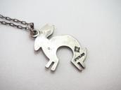 Old Rabbit Shaped Silver Small Charm Necklace  c.1980～