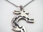 Old Rabbit Shaped Silver Small Charm Necklace  c.1980～