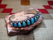 Antique 11 Turquoise Row Ingot Silver Cuff Bracelet  c.1910～