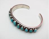 Antique 11 Turquoise Row Ingot Silver Cuff Bracelet  c.1910～