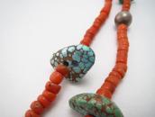 Vtg Coral & No.8 Turquoise Bead 2 Strand Necklace c.1945～