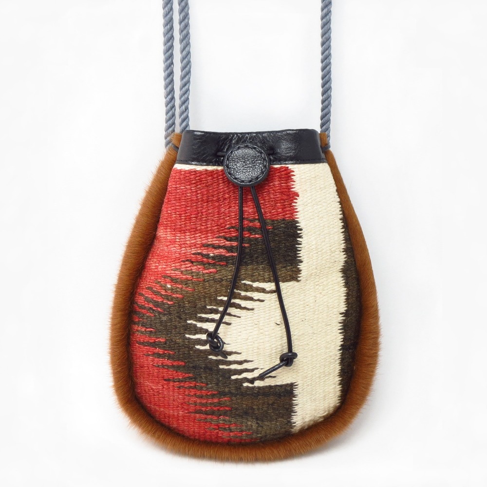 Antique Navajo Rug & Hair on Hide Marine Bag 【Dazzler】