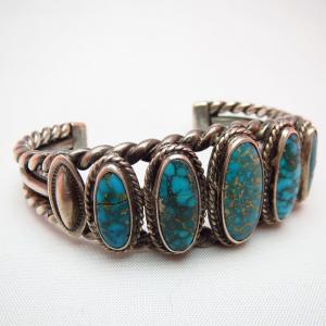 Vintage Twistedwire Cuff Lone Mt. Turquoise c.1950