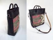 《Sample》 Antique Navajo Rug & Tannin Leather Tote Bag【Black】