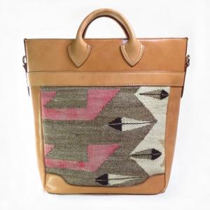 《Sample》 Antique Navajo Rug & Tannin Leather Tote Bag 【Tan】