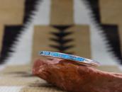 Vintage Zuni Gem Quality Turquoise Inlay Narrow Cuff  c.1960