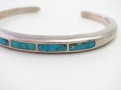 Vintage Zuni Gem Quality Turquoise Inlay Narrow Cuff  c.1960