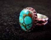 OLD PAWN Stamped Silver Ring with Turquoise