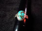 OLD PAWN Stamped Silver Ring with Turquoise