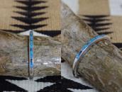 Vintage Zuni Gem Quality Turquoise Inlay Narrow Cuff  c.1960