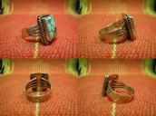 Vintage Split Ring with Square Turquoise   c.1970～